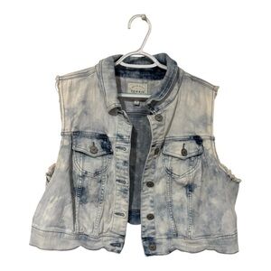 Torrid Acid Wash Tie-Dye Denim Vest Size 1/1X